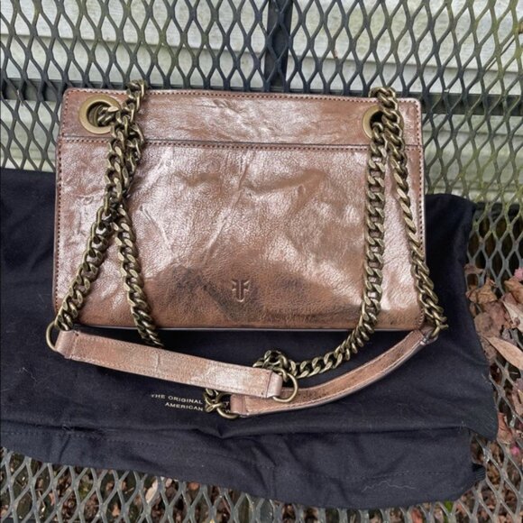 Frye Ella Double Handle Metallic Leather Crossbody - Picture 2 of 5